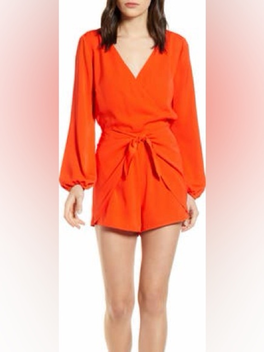 Gorgeous vibrant satin wrap tie romper ballon sleeves lined NWT - Picture 12 of 13